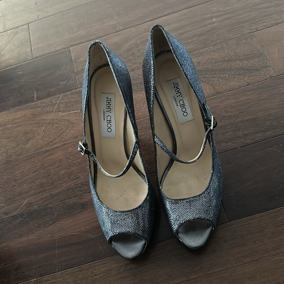 Jimmy Choo Leather Glitter Accents D\'Orsay Pumps